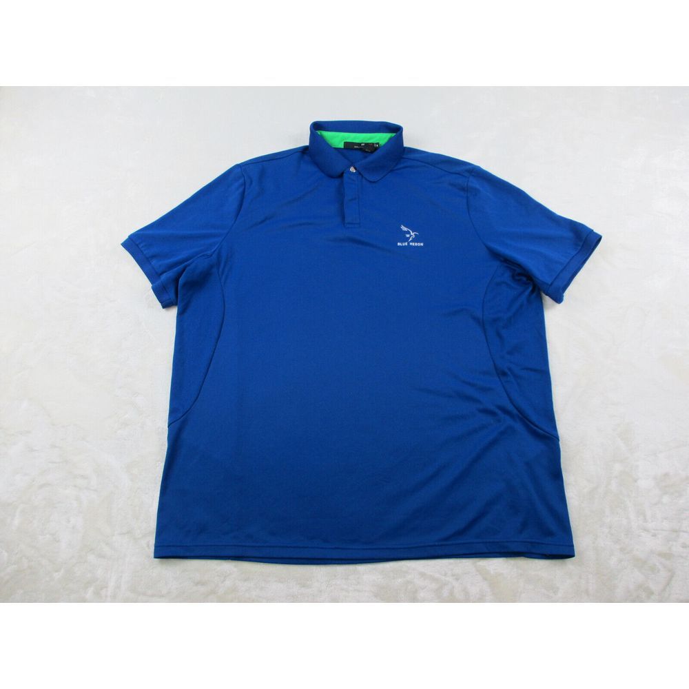 RLX Ralph Lauren Polo Shirt Mens Extra Large Blue Blue Heron‎ Golf Casual*